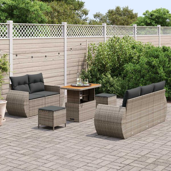 vidaXL Gartensofa-set 8 pcs Grau Poly-Rattan