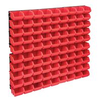 vidaXL 96-tlg. Behälter-Set für Kleinteile mit Wandplatten Rot Schwarz