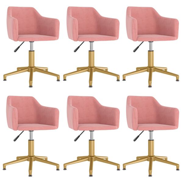 vidaXL Esszimmerst&uuml;hle 6 Stk. Drehbar Rosa Samt