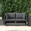 vidaXL 2-Sitzer-Gartensofa mit Polstern Grau Poly Rattan