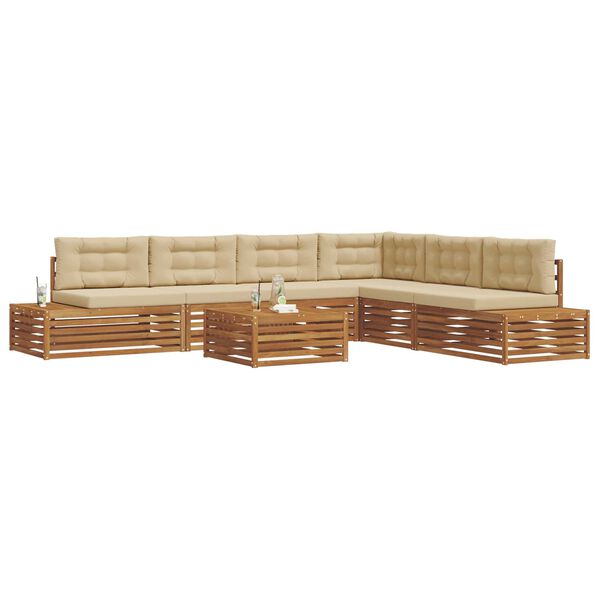 vidaXL Outdoor-Sofagarnitur mit Kissen 7 St&uuml;ck Natur und Beige
