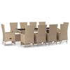 vidaXL 11-tlg. Garten-Essgruppe mit Kissen Beige Poly Rattan