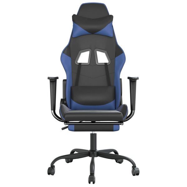 vidaXL Gaming-Stuhl mit Fußstütze Schwarz und Blau Kunstleder