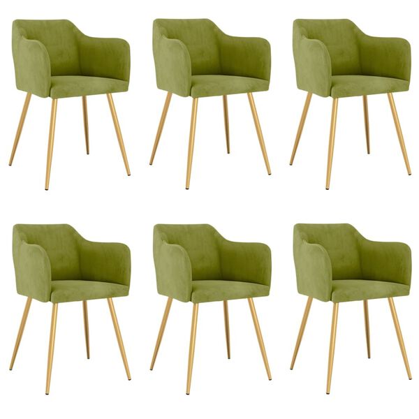 vidaXL Esszimmerst&uuml;hle 6 Stk. Hellgr&uuml;n Samt