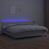 vidaXL Boxspringbett mit Matratze & LED Weiß 200x200 cm Kunstleder