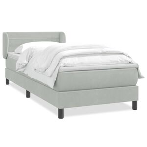 vidaXL Boxspringbett mit Matratze Hellgrau 90x210 cm Samt