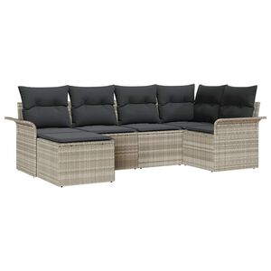 vidaXL Gartensofa-set mit Kissen 6 pcs Hellgrau Poly-Rattan