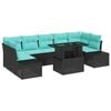 vidaXL Garten-Sofa-Set 8 stk. 7-Sitzanzahl Schwarz und T&uuml;rkis