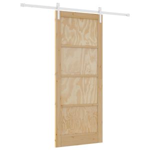 vidaXL Schiebet&uuml;r Nat&uuml;rlich und Wei&szlig; 86 x 211 cm Massives Kiefernholz