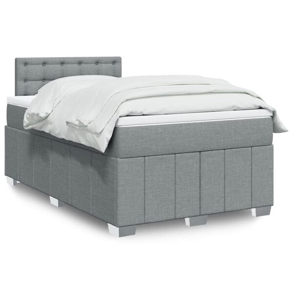 vidaXL Boxspringbett mit Matratze Hellgrau 120x190 cm Stoff