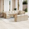 vidaXL 14-tlg. Garten-Sofagarnitur mit Kissen Beige Poly Rattan