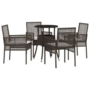 vidaXL Garten Essgruppe 5 pcs Braun Poly-Rattan