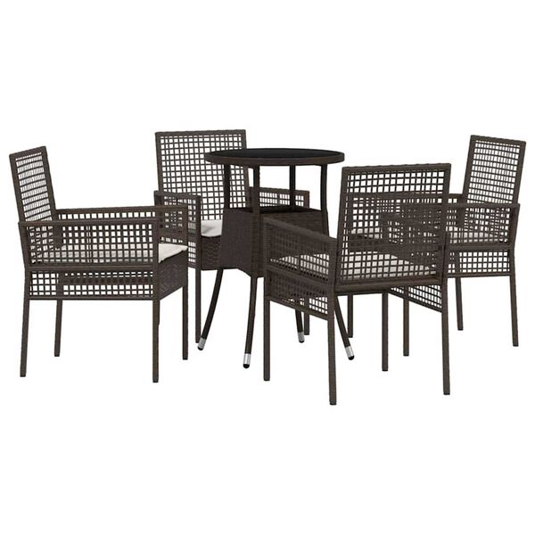 vidaXL Garten Essgruppe 5 pcs Braun Poly Rattan