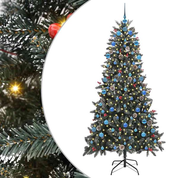 vidaXL K&uuml;nstlicher Weihnachtsbaum Gr&uuml;n 210 cm PVC, Plastik und Stahl