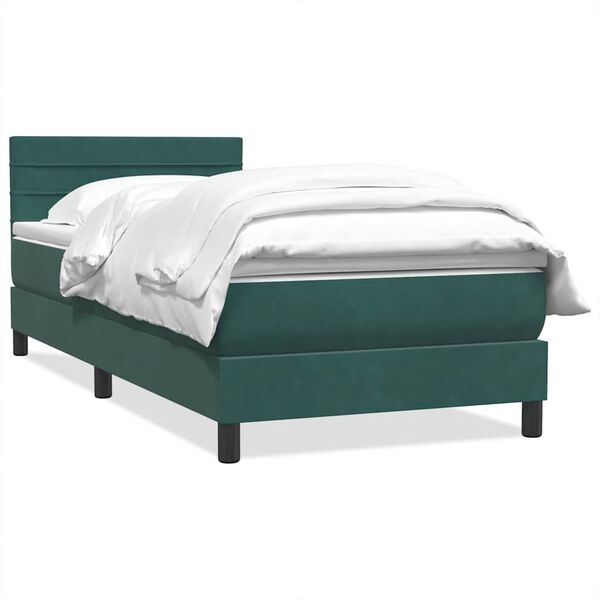 vidaXL Boxspringbett mit Matratze Dunkelgr&uuml;n 80x220 cm Samt