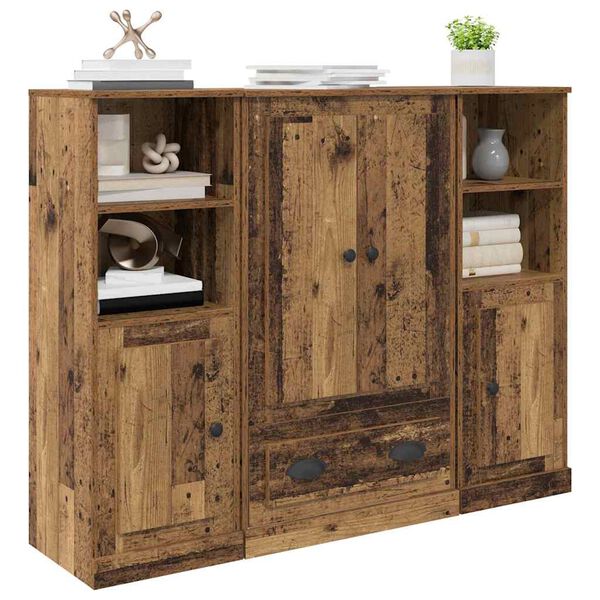 vidaXL Highboard mit Schubladen 3 pcs Altholz Holzwerkstoff