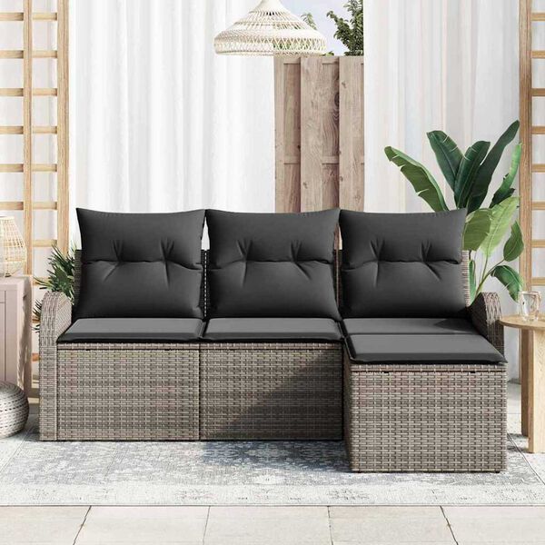 vidaXL Gartensofa-set Grau Poly-Rattan