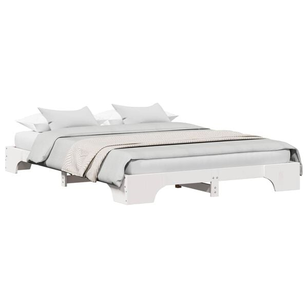 vidaXL Bettrahmen Wei&szlig; 160 x 200 cm Massives Kiefernholz