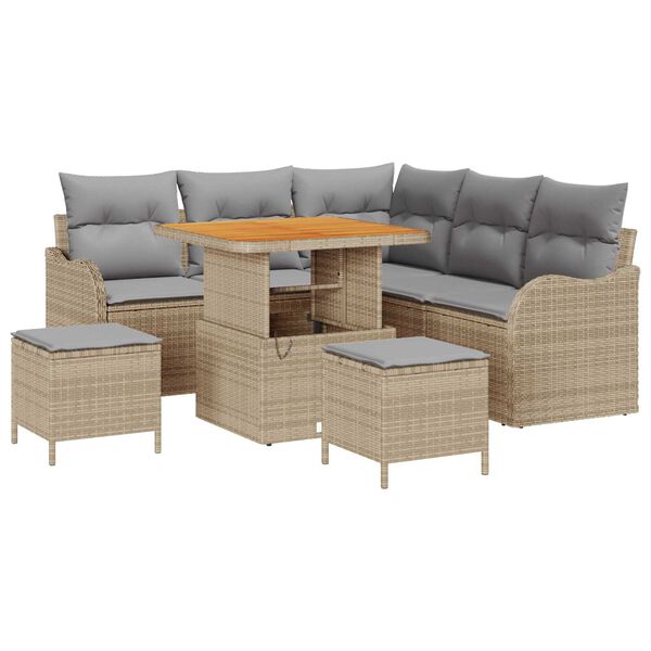 vidaXL Garten-Sofa-Set 8 pcs Beige Poly-Rattan