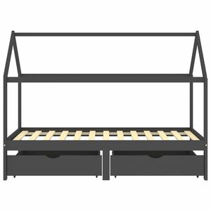 vidaXL Kinderbett mit Schubladen Dunkelgrau Massivholz Kiefer 90x200cm