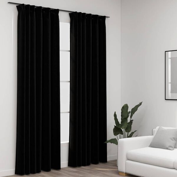 vidaXL Verdunkelungsvorh&auml;nge Haken Leinenoptik 2Stk. Schwarz 140x245cm