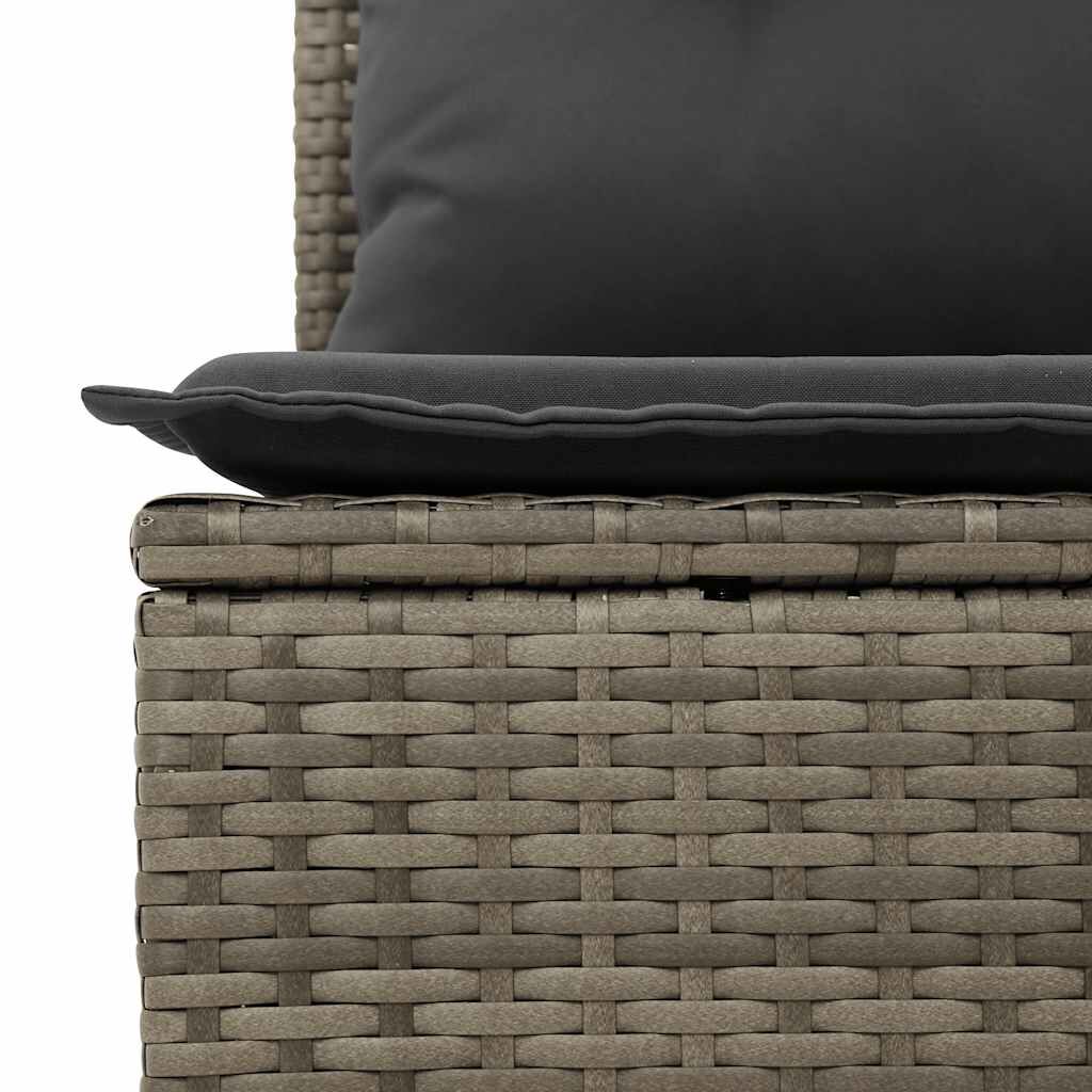vidaXL 10-tlg. Garten-Sofagarnitur mit Kissen Grau Poly Rattan
