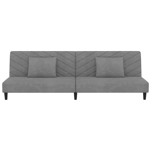vidaXL Schlafsofa 2-Sitzer mit 2 Kissen Hellgrau Samt