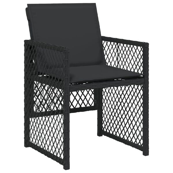vidaXL 7-tlg. Garten-Essgruppe mit Kissen Schwarz Poly Rattan