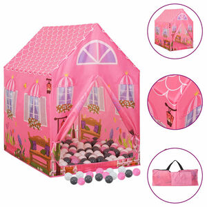vidaXL Kinder-Spielzelt mit 250 B&auml;llen Rosa 69x94x104 cm