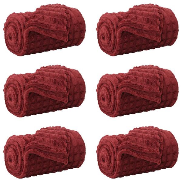 vidaXL Wohndecken 6 pcs Bordeauxrot 150 x 130 cm Fleece