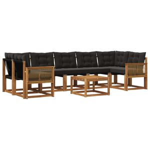 vidaXL Outdoor-Sofagarnitur mit Kissen 8 pcs Nat&uuml;rlich und Schwarz