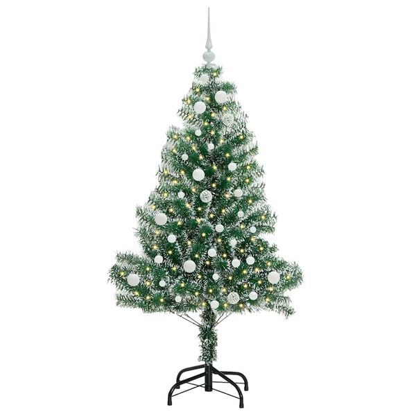 vidaXL K&uuml;nstlicher Weihnachtsbaum beschneit mit LED Licht 150 cm