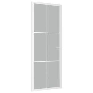 vidaXL Innent&uuml;r 83x201,5 cm Wei&szlig; Mattglas und Aluminium