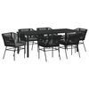 vidaXL Garten Essgruppe 7 pcs Schwarz Pulverbeschichteter Stahl