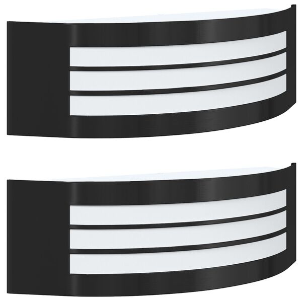 vidaXL Außenwandlampen 2 pcs Schwarz 32 x 10 x 10 cm Edelstahl