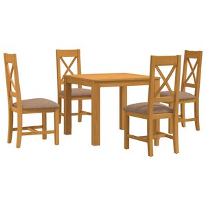 vidaXL Essgruppe 5 stk. Grau Massivholz Eiche