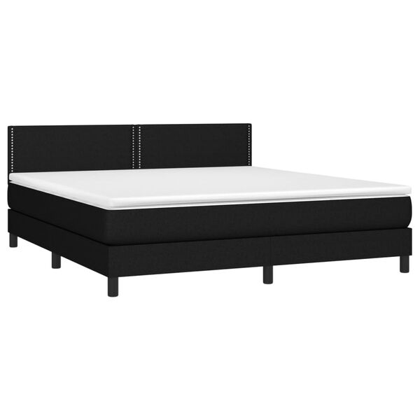 vidaXL Boxspringbett mit Matratze Schwarz 180x200 cm Stoff