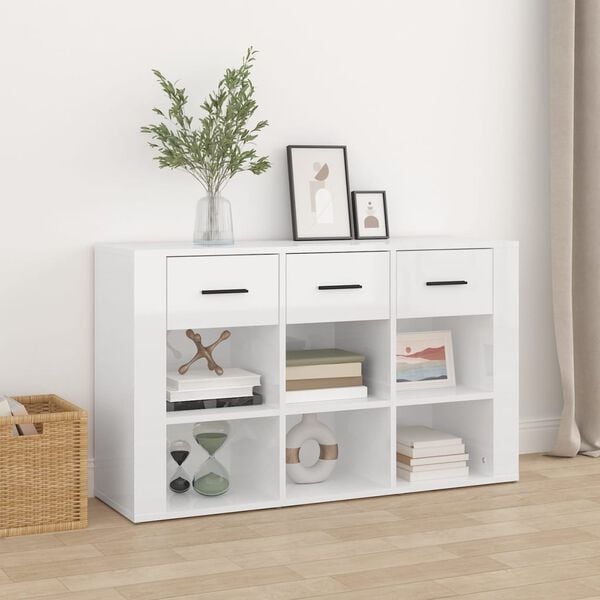 vidaXL Sideboard Hochglanz-Wei&szlig; 100x30x59,5 cm Holzwerkstoff