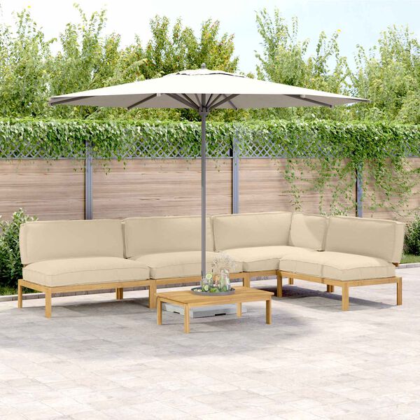 vidaXL Sofa Set mit Kissen Uni 5 pcs Beige Massivholz Akazie