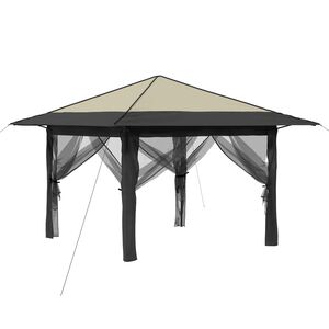 vidaXL Gazebo mit 4 Seitenw&auml;nden 3,3 x 3,3 m Creme und Anthrazit