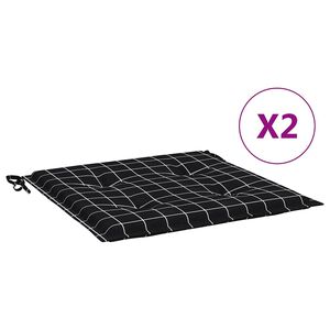 vidaXL Gartenstuhl-Kissen 2 Stk. Schwarz Karomuster 40x40x4 cm Stoff