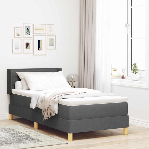 vidaXL Boxspringbett mit Matratze Dunkelgrau 190 x 90 cm Polyester