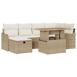vidaXL Garten-Sofa-Set 7 pcs Beige Poly-Rattan