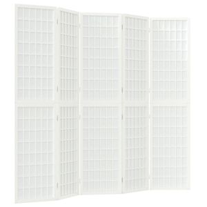 vidaXL 5-tlg. Paravent Japanischer Stil Faltbar 200x170 cm Wei&szlig;