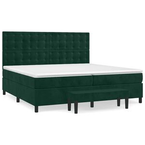 vidaXL Boxspringbett mit Matratze Dunkelgr&uuml;n 200x200 cm Samt