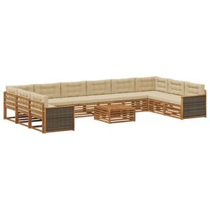 vidaXL Sofagarnituren 11 stk. Natur und Beige Massivholz Akazie
