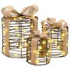 vidaXL Geschenkbox Dekoration 3 stk. Warmwei&szlig; 20 x 20 x 20 cm Rattan
