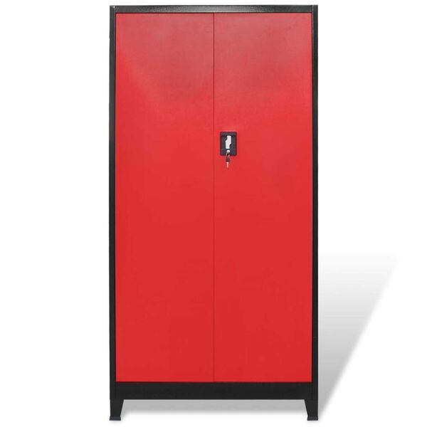 vidaXL Werkzeugschrank mit Werkzeugtruhe Stahl 90x40x180cm Rot Schwarz