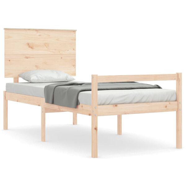vidaXL Seniorenbett mit Kopfteil Massivholz