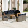 vidaXL 9-teiliges Gartensofa-Set mit Kissen, grau, Polyrattan